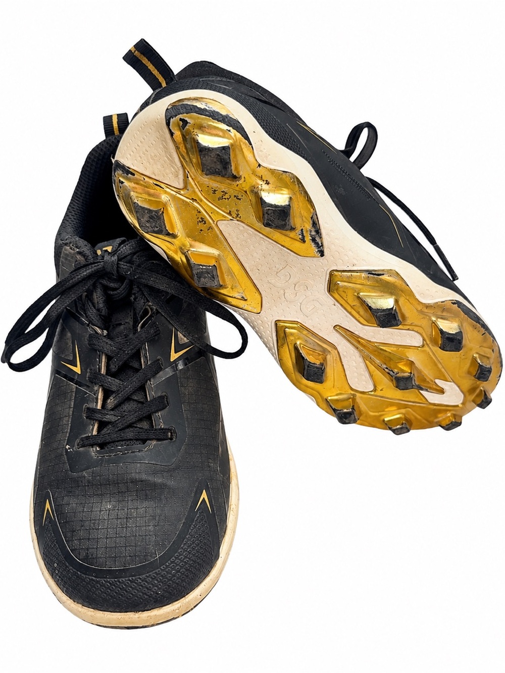 DSG Kids Baseball Cleats Black Gold Youth Athletic Shoes